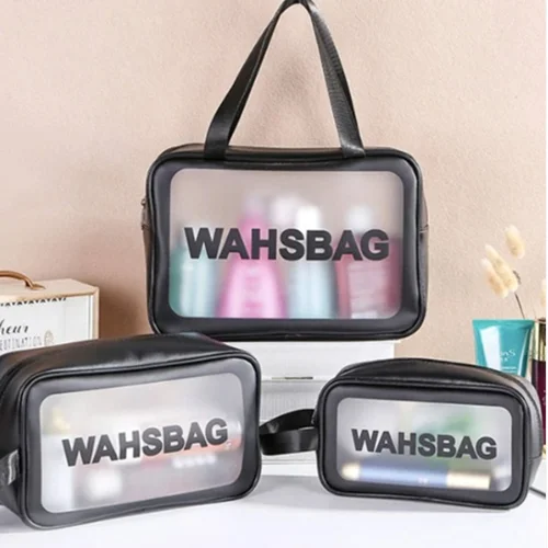 کیف لوازم آرایشی شفاف مشکی WASHBAG