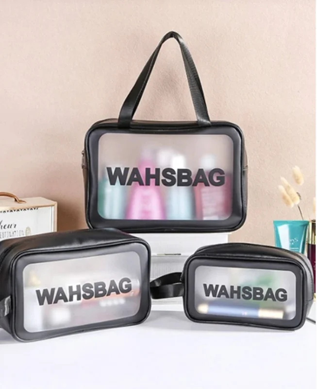 کیف لوازم آرایشی شفاف مشکی WASHBAG