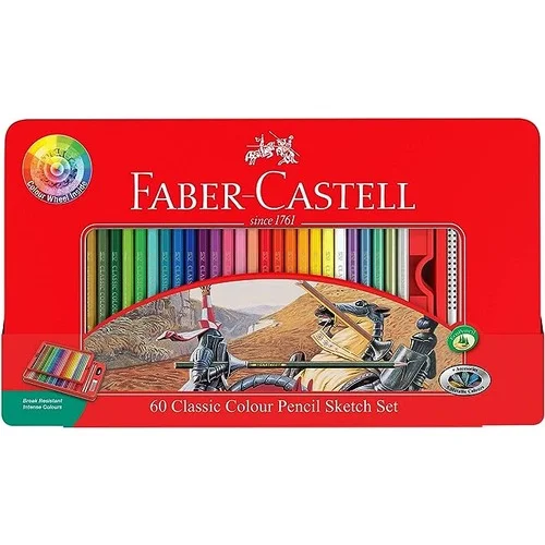 مداد رنگی فابرکستل 60 رنگ جعبه فلزی